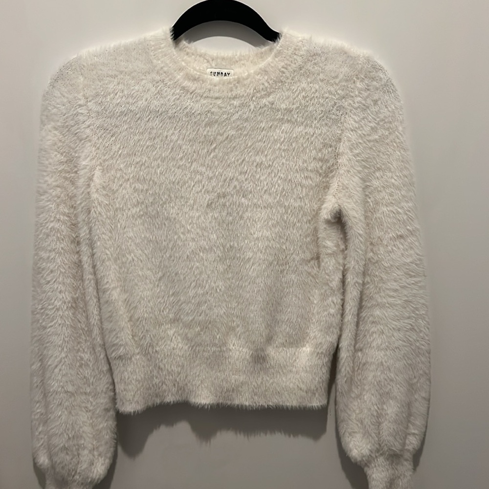 Sunday Best white soft fuzzy sweater